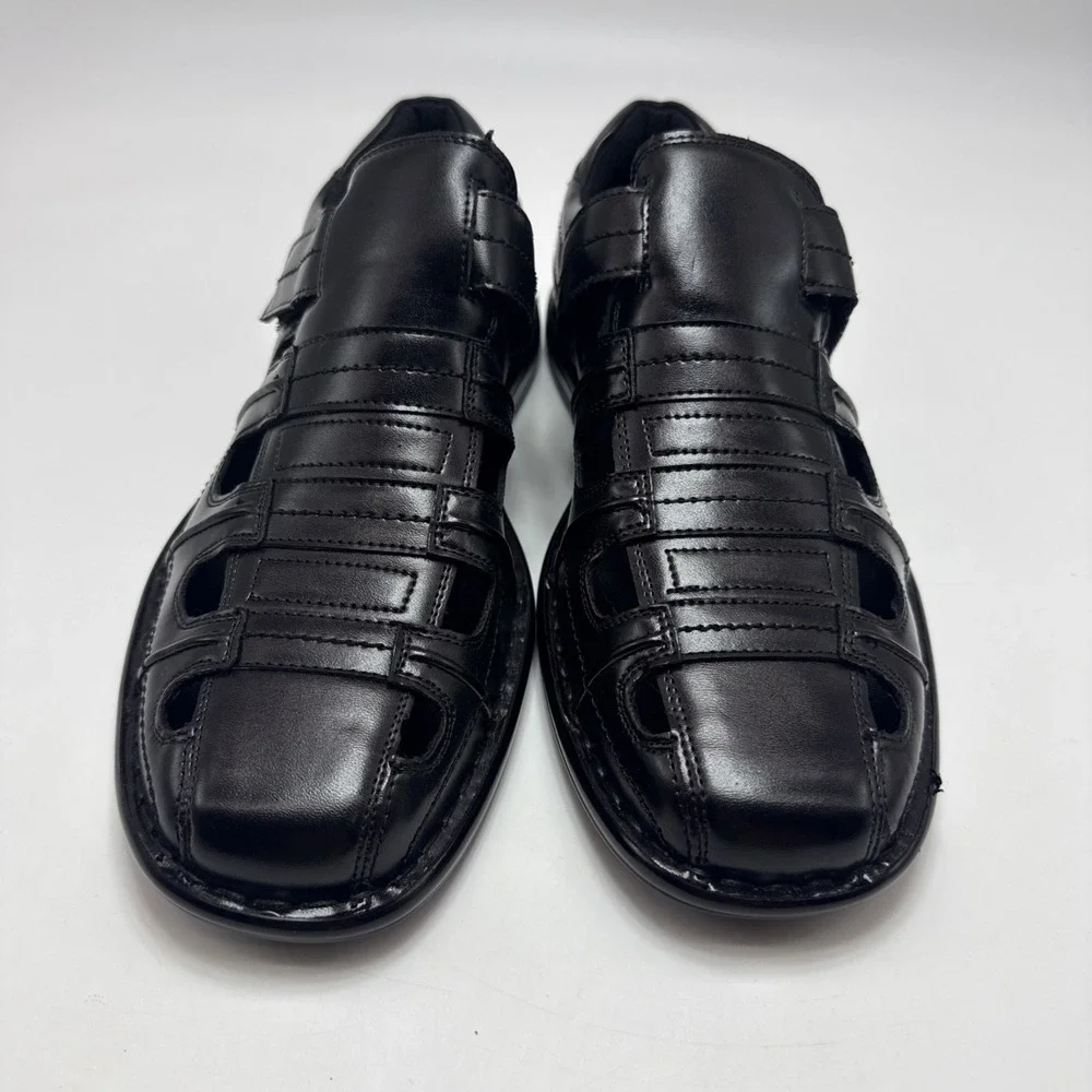 Stacy Adams Belmar Fisherman Sandals Mens Size 9.5 M Black Synthetic Hook & Loop